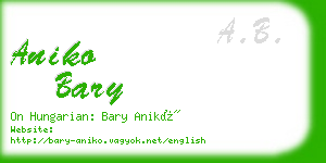 aniko bary business card